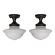 Home Square Stainless Steel Ceiling Light in Oil Rubbed Bronze - Set of 2