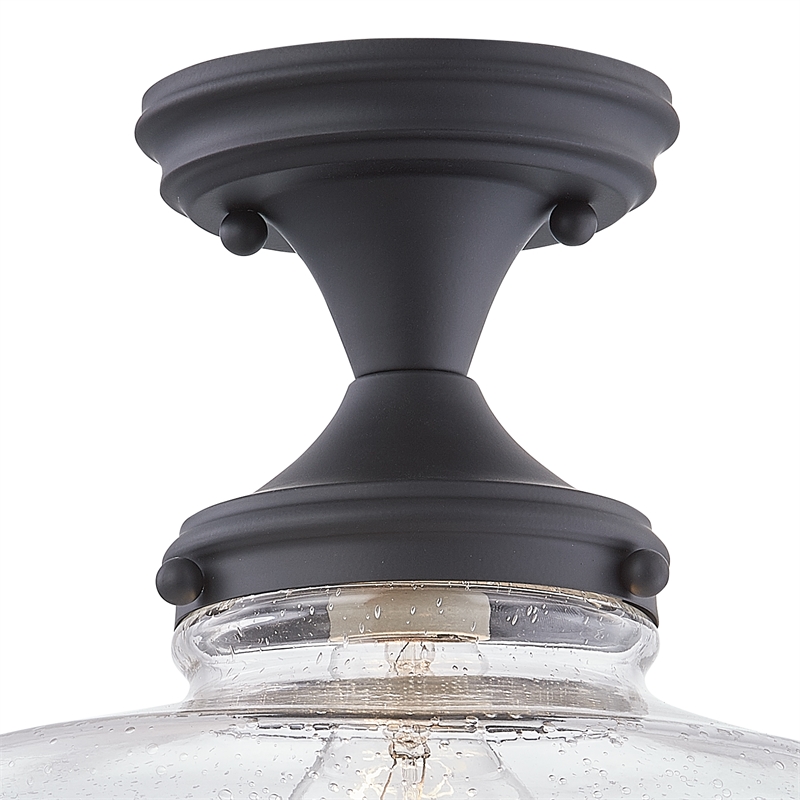 Home Square Metal Ceiling Light in Matte Black Finish - Set of 2