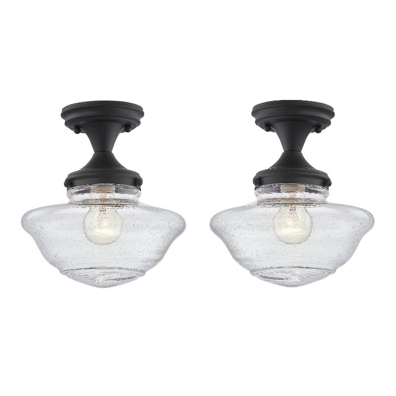 Home Square Metal Ceiling Light in Matte Black Finish - Set of 2