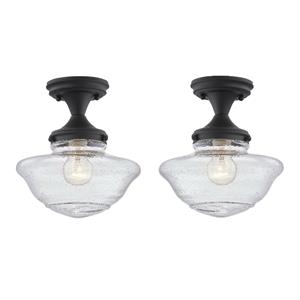 Home Square Metal Ceiling Light in Matte Black Finish - Set of 2