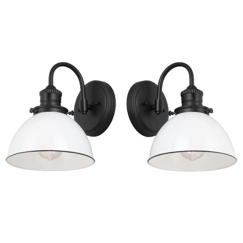 Home Square Stainless Steel Wall Light in Matte Black - Set of 2
