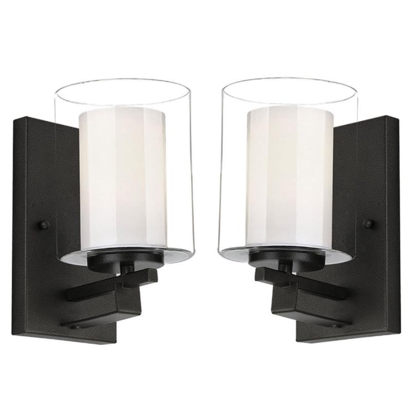Home Square Stainless Steel Wall Sconce in Rustic Bronze - Set of 2