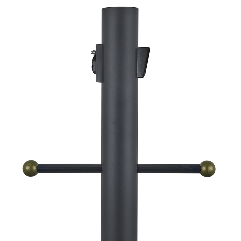 Home Square Stainless Steel Lamp Post with Outlet in Black - Set of 2