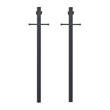 Home Square Stainless Steel Lamp Post with Outlet in Black - Set of 2