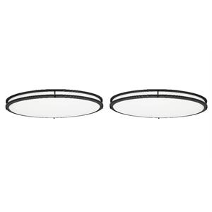 Home Square Metal LED Ceiling Light in Matte Black - Set of 2