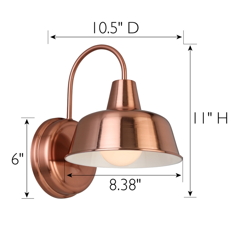 Home Square Stainless Steel Wall Light in Painted Copper - Set of 2