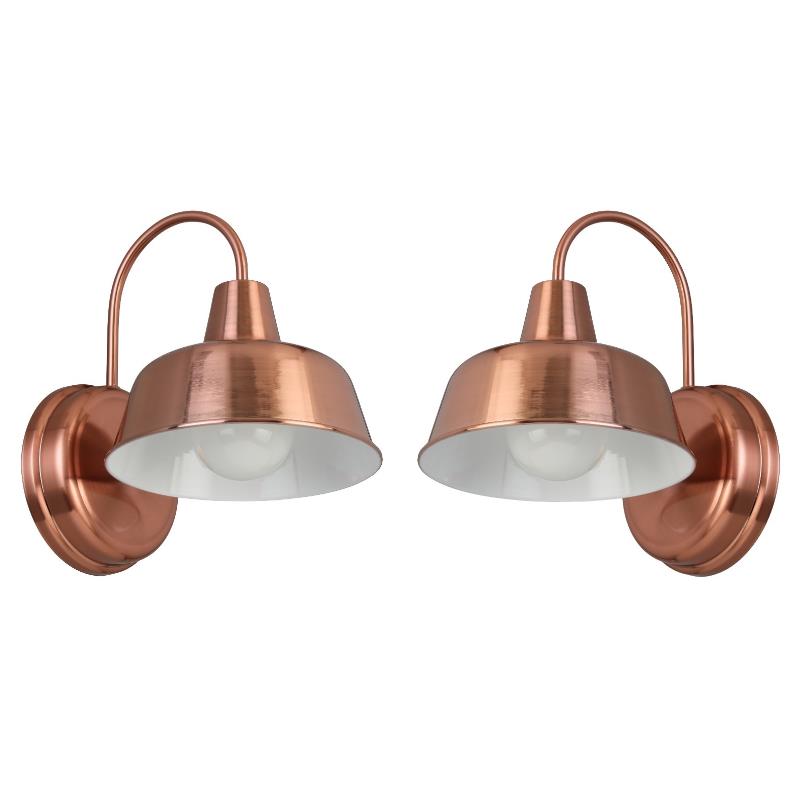 Home Square Stainless Steel Wall Light in Painted Copper - Set of 2