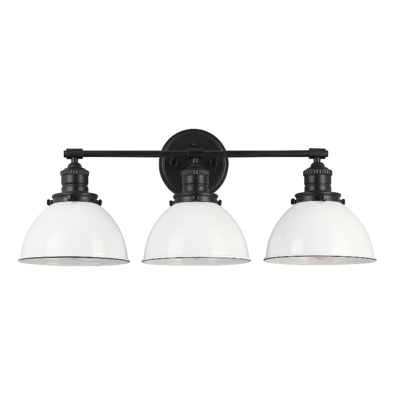 Home Square 3 Light Steel Vanity Light in Matte Black - Set of 2