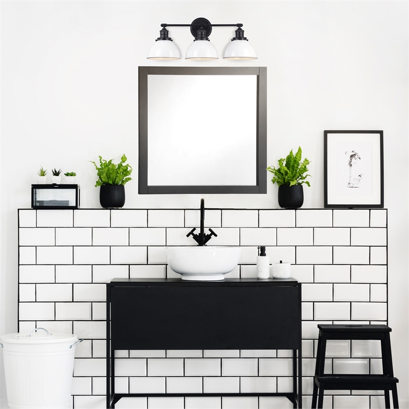 Home Square 3 Light Steel Vanity Light in Matte Black - Set of 2
