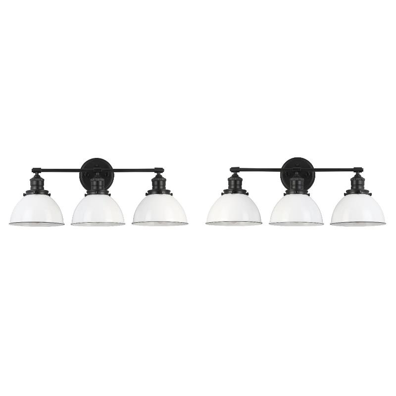 Home Square 3 Light Steel Vanity Light in Matte Black - Set of 2