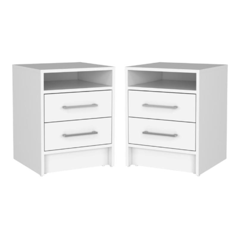 Home Square Engineered Wood Nightstand in White Finish - Set of 2