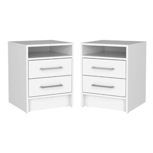 Home Square Engineered Wood Nightstand in White Finish - Set of 2