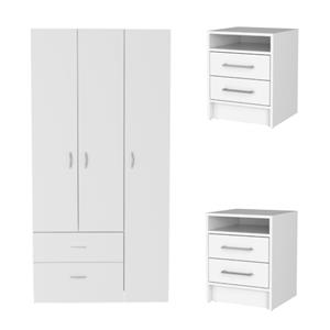 Home Square 3-Piece Set with Armoire & 2 Nightstands in White