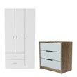 Home Square 2-Piece Set with 3 Door Armoire and Dresser in White