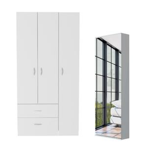 Home Square 2-Piece Set with 3 Door Armoire & Wall Mounted Shoe Rack