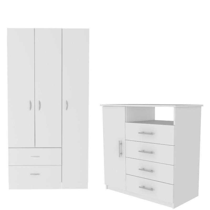 Home Square 2-Piece Set with 3 Door Armoire & 4 Drawer Dresser