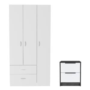 home square 2-piece set with 3 door wood armoire & dresser in white