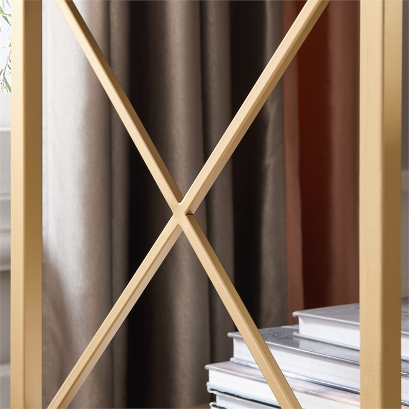 Home Square Nightstand with Top AC USB Charging in Walnut Brown - Set of 2