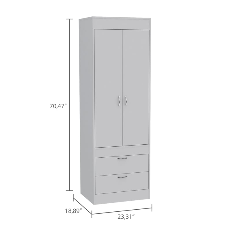 Home Square 3-Piece Set with 2 Nightstands and 2 Door Armoire in White