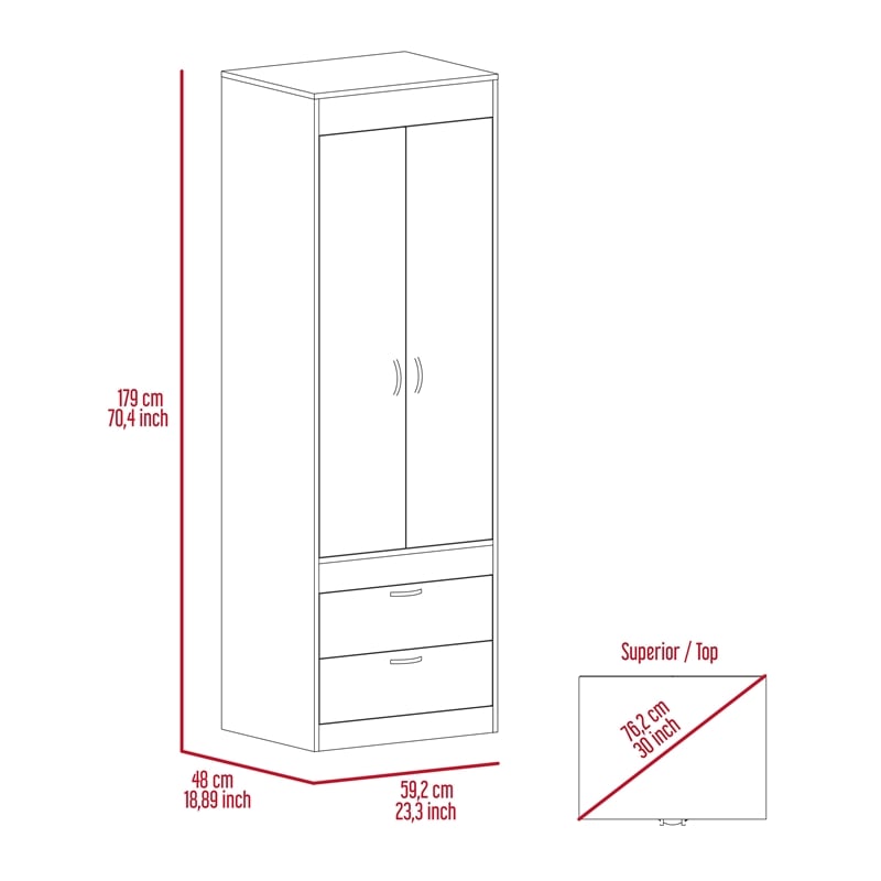 Home Square 3-Piece Set with 2 Nightstands and 2 Door Armoire in White