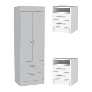 home square 3-piece set with 2 nightstands and 2 door armoire in white