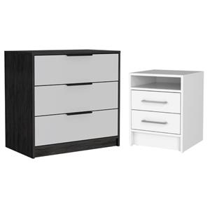 Home Square 2-Piece Set with Engineered Wood Nightstand and 3 Drawer Dresser