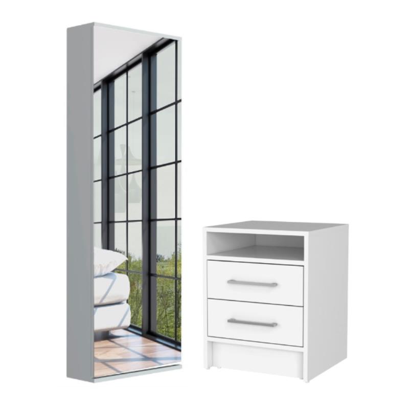 Home Square 2-Piece Set with Nightstand and Wall Mounted Shoe Rack