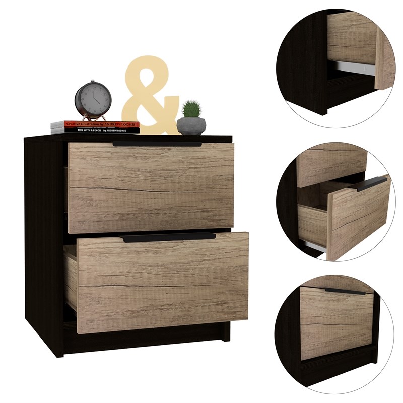 Home Square 3-Piece Set with Mounted Shoe Rack and 2 Nightstands