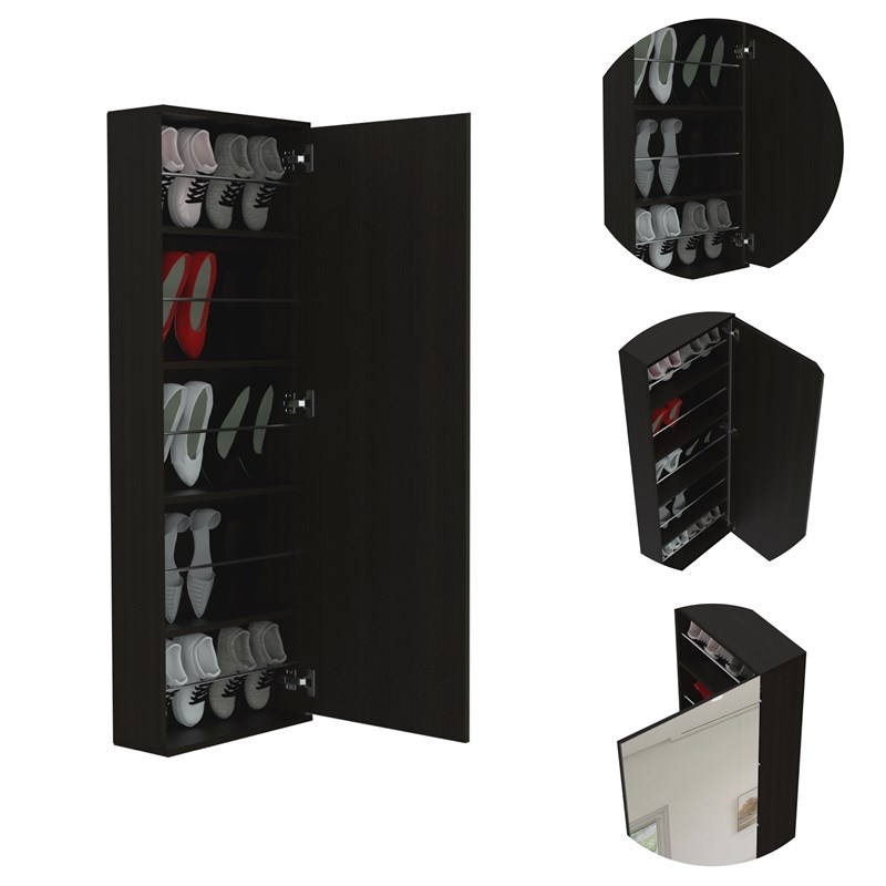Home Square 3-Piece Set with Mounted Shoe Rack and 2 Nightstands