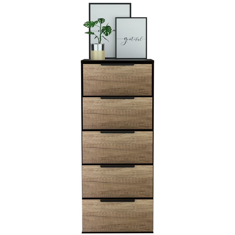 Home Square 3-Piece Set with 5 Drawer Dresser and 2 Engineered Wood Nightstands