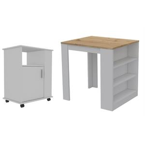 Home Square 2-Piece Set with Kitchen Island and Kitchen Service Cart