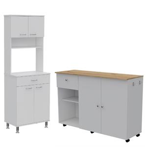 Home Square 2-Piece Set with Two Door Kitchen Cart & Kitchen Pantry