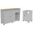 Home Square 2-Piece Set with Two Door Kitchen Cart & Kitchen Service Cart