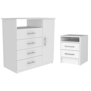 Home Square 2-Piece Set with Four Drawer Dresser & Nightstand in White
