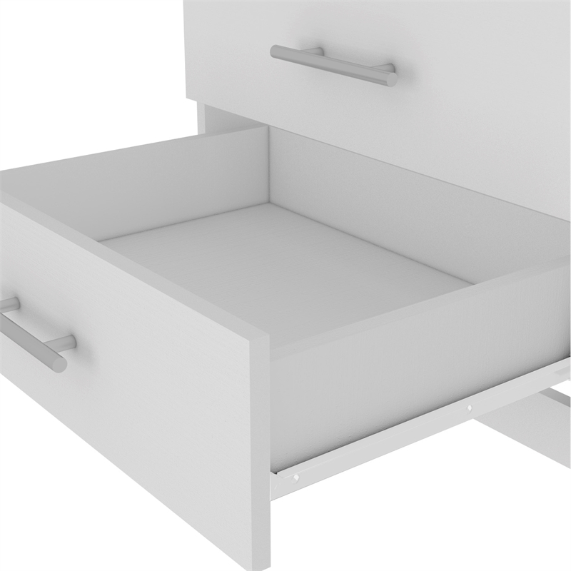 Home Square 2-Piece Set with Wood Four Drawer Dresser & Nightstand in White