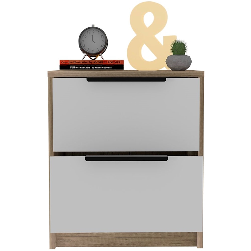 Home Square 2-Piece Set with Wood Four Drawer Dresser & Nightstand in White