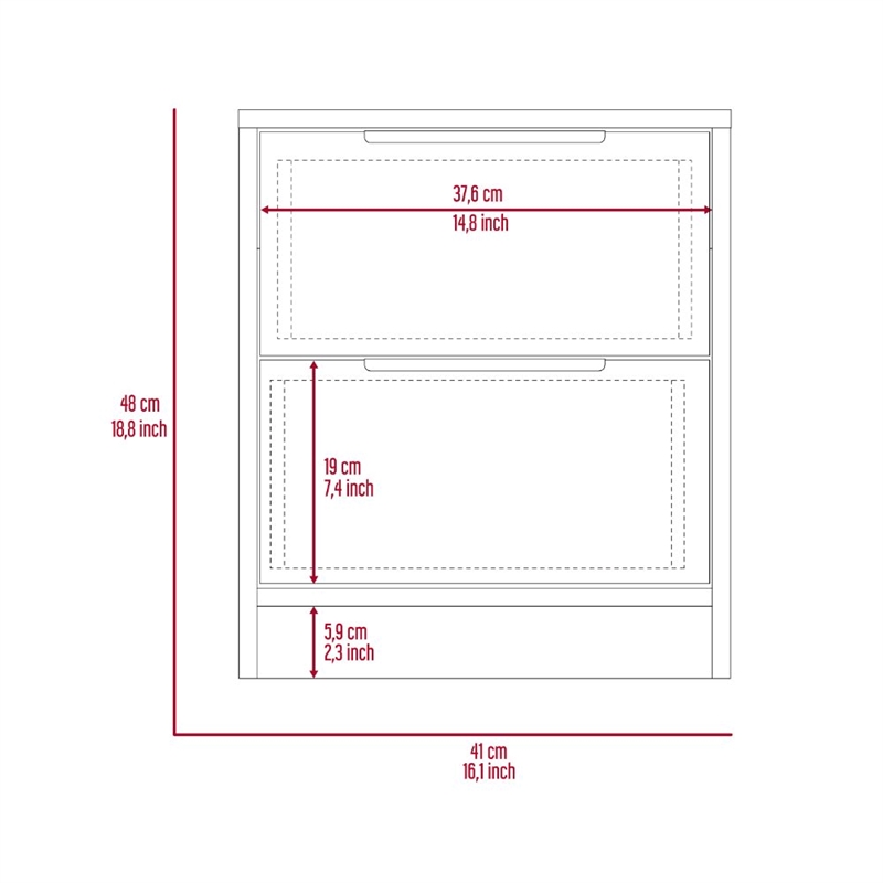 Home Square 2-Piece Set with Wood Four Drawer Dresser & Nightstand in White