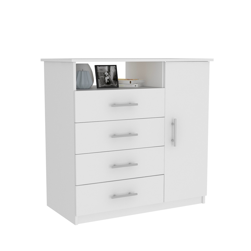 Home Square 2-Piece Set with Wood Four Drawer Dresser & Wall Mounted Shoe Rack