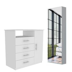 Home Square 2-Piece Set with Wood Four Drawer Dresser & Wall Mounted Shoe Rack