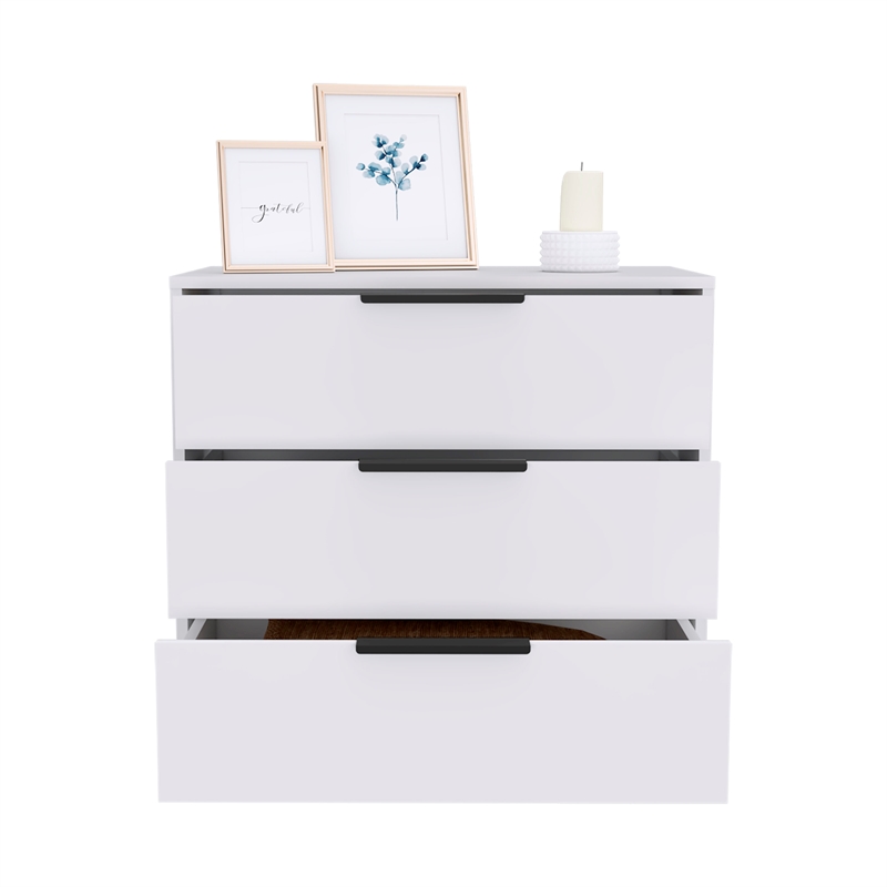 Home Square 3-Piece Set with 3 Drawer Dresser & 2 Nightstands in White