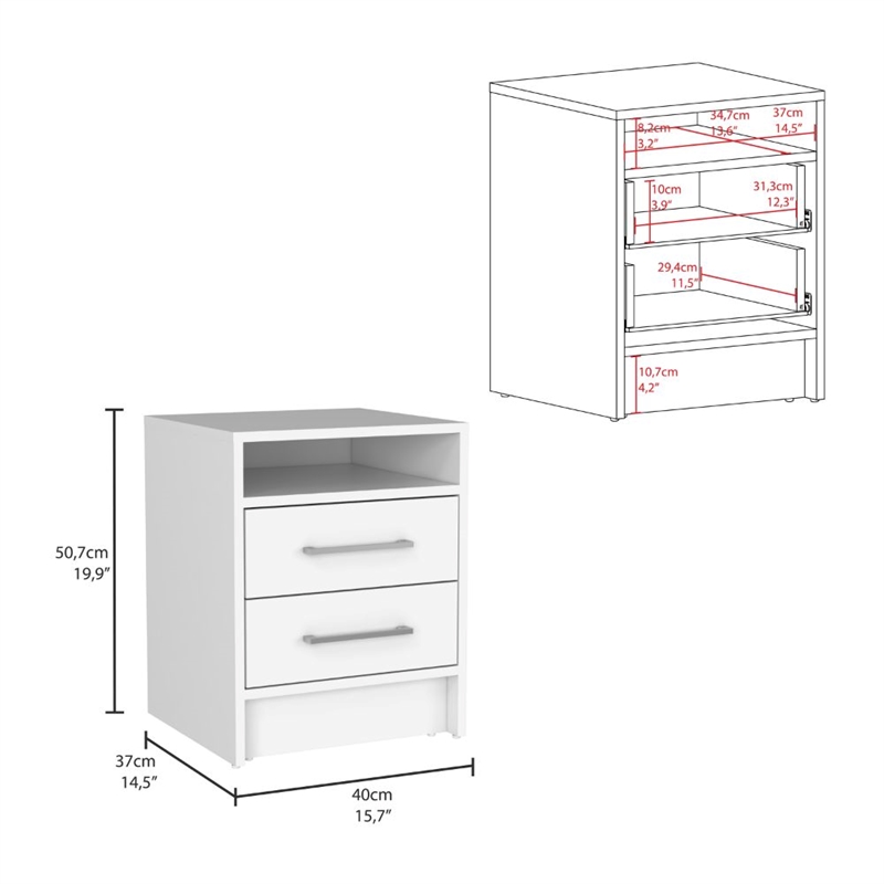 Home Square 3-Piece Set with 3 Drawer Dresser & 2 Nightstands in White