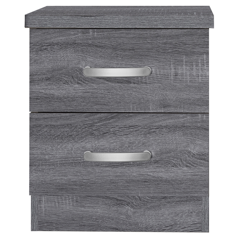 Home Square Faux Wood 2 Drawer Nightstand in Gray Finish - Set of 2
