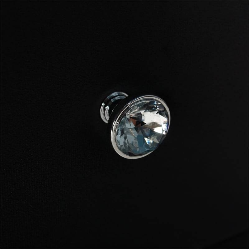 Home Square Velvet Upholstered 2 Drawer Nightstand in Black Finish - Set of 2