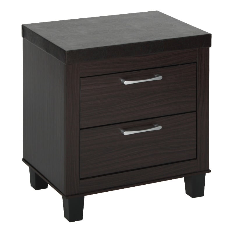 Home Square Mid Century Modern 2 Drawer Nightstand in Tobacco - Set of 2