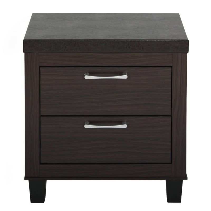 Home Square Mid Century Modern 2 Drawer Nightstand in Tobacco - Set of 2