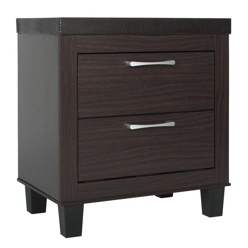 Home Square Mid Century Modern 2 Drawer Nightstand in Tobacco - Set of 2