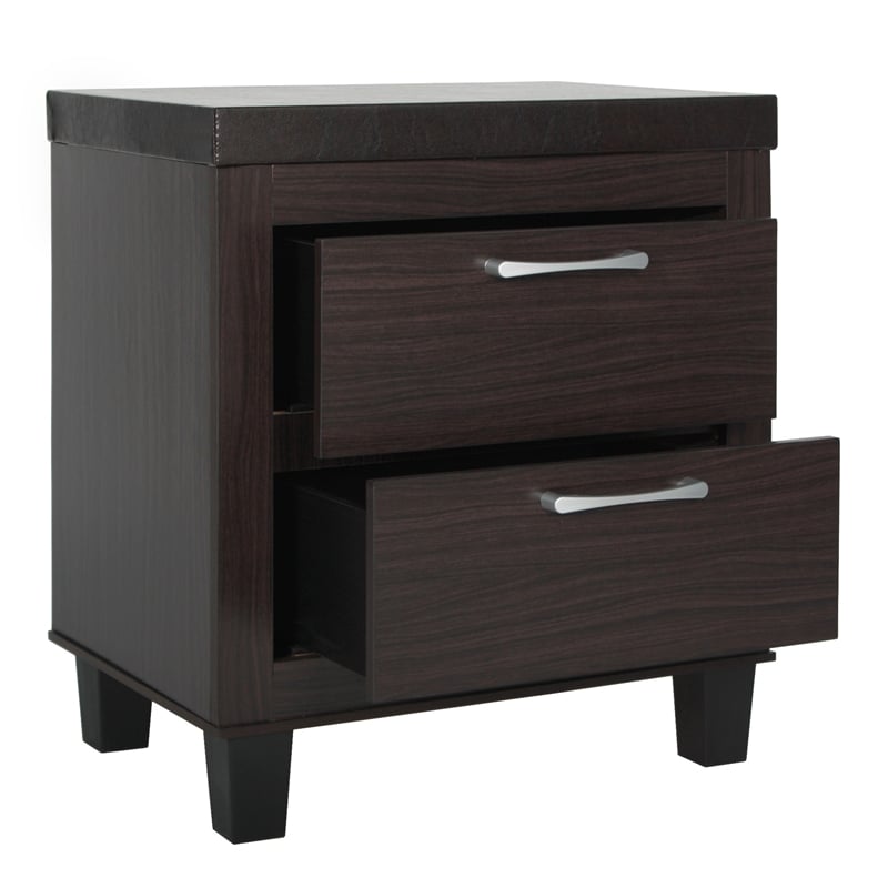 Home Square Mid Century Modern 2 Drawer Nightstand in Tobacco - Set of 2