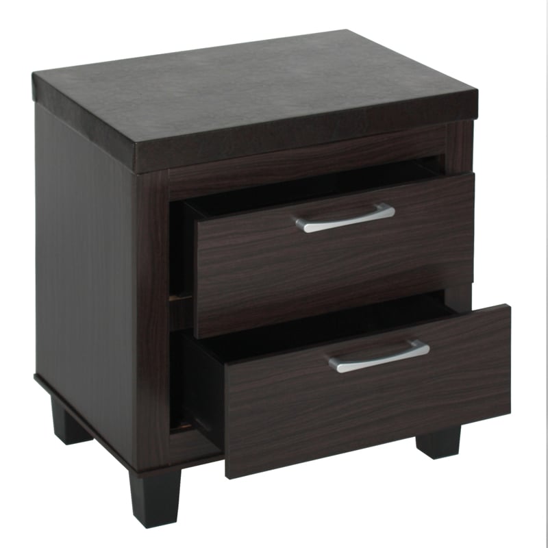 Home Square Mid Century Modern 2 Drawer Nightstand in Tobacco - Set of 2