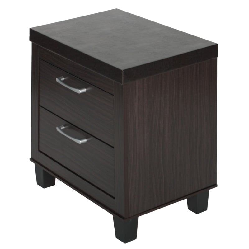 Home Square Mid Century Modern 2 Drawer Nightstand in Tobacco - Set of 2