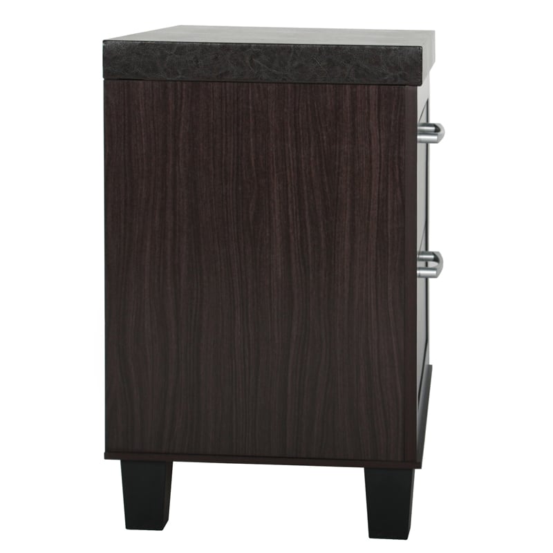 Home Square Mid Century Modern 2 Drawer Nightstand in Tobacco - Set of 2